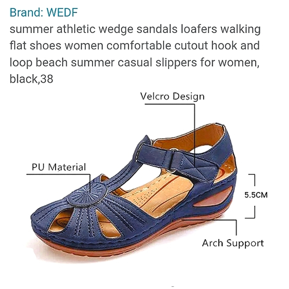 WEDF Athletic Wedge Sandals - size 5.5 / 36 European - Like New